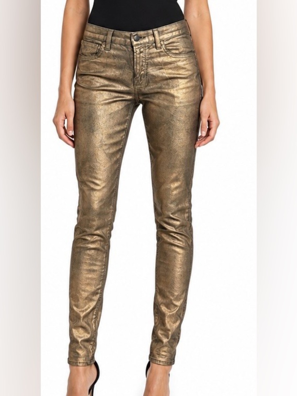 J Brand 801 Metallic Bronze Coated Super Skinny Jeans Size 28